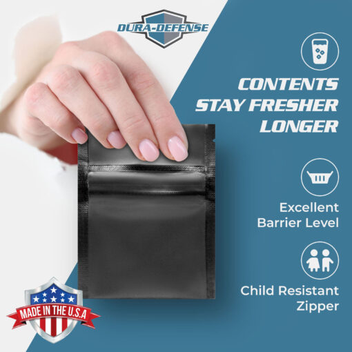4" x 5" Black Dura-Defense Child-Resistant Gram Cannabis Marijuana Pouch Bag by Dura-Pack