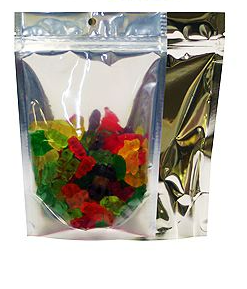 210-005-081 ∙ Bag, Silver, Window, Stand Up, Bottom Gusset, 6" W x 9" H x 3.55" G, 4 mil