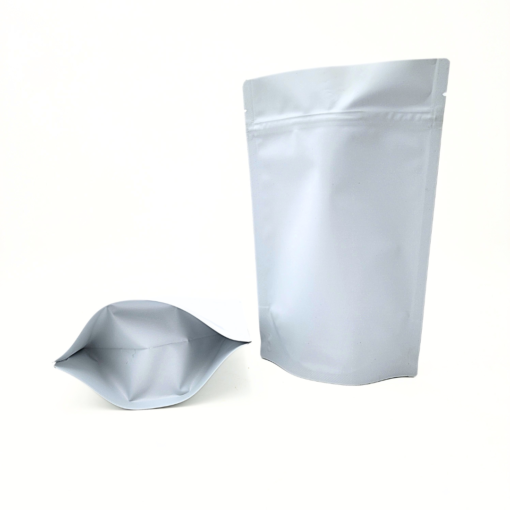 216-023-001 ∙ Bag, Matte White, Stand Up, Bottom Gusset, 6.5" W x 10.5" H x 3.55" G, 5.4 mil